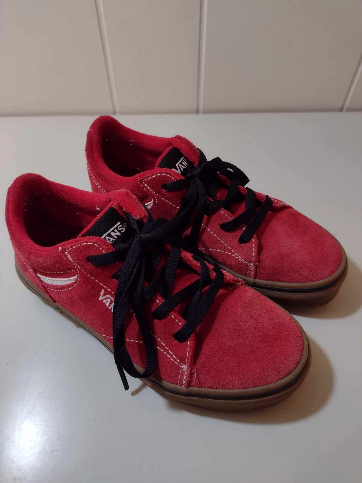 Scarpe sneakers basse Vans Off The Wall gomma rosso scamosciato 500714 bambino taglia 2 anni