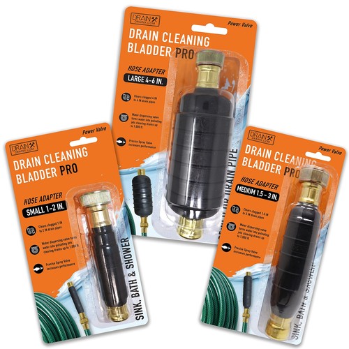 Hydro Pressure Drain Cleaning Bladder Pro Fits 1" to 6" Drain Pipes