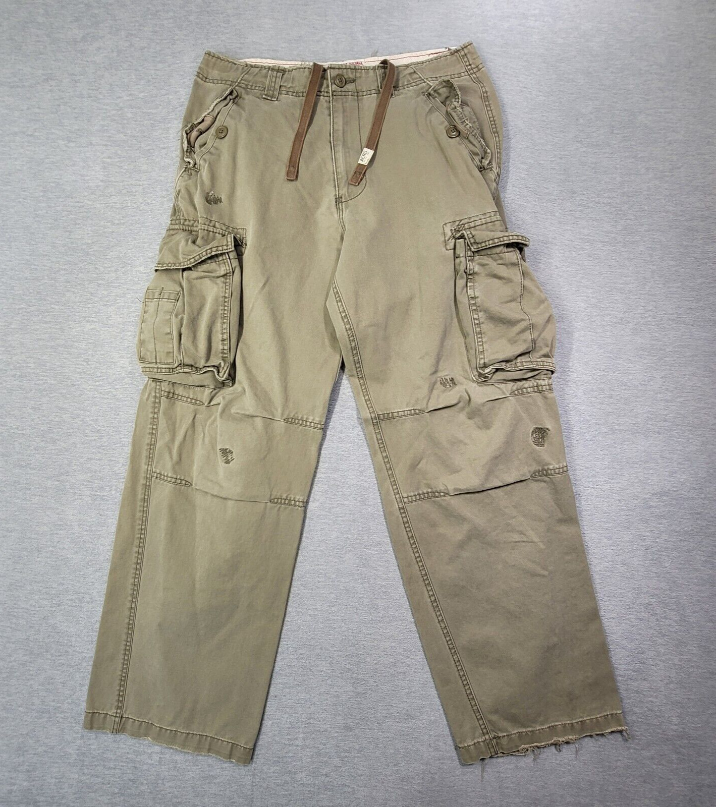 Vintage Aeropostale Cargo Pants Mens 34x32 Green Paratrooper Drawstring Baggy