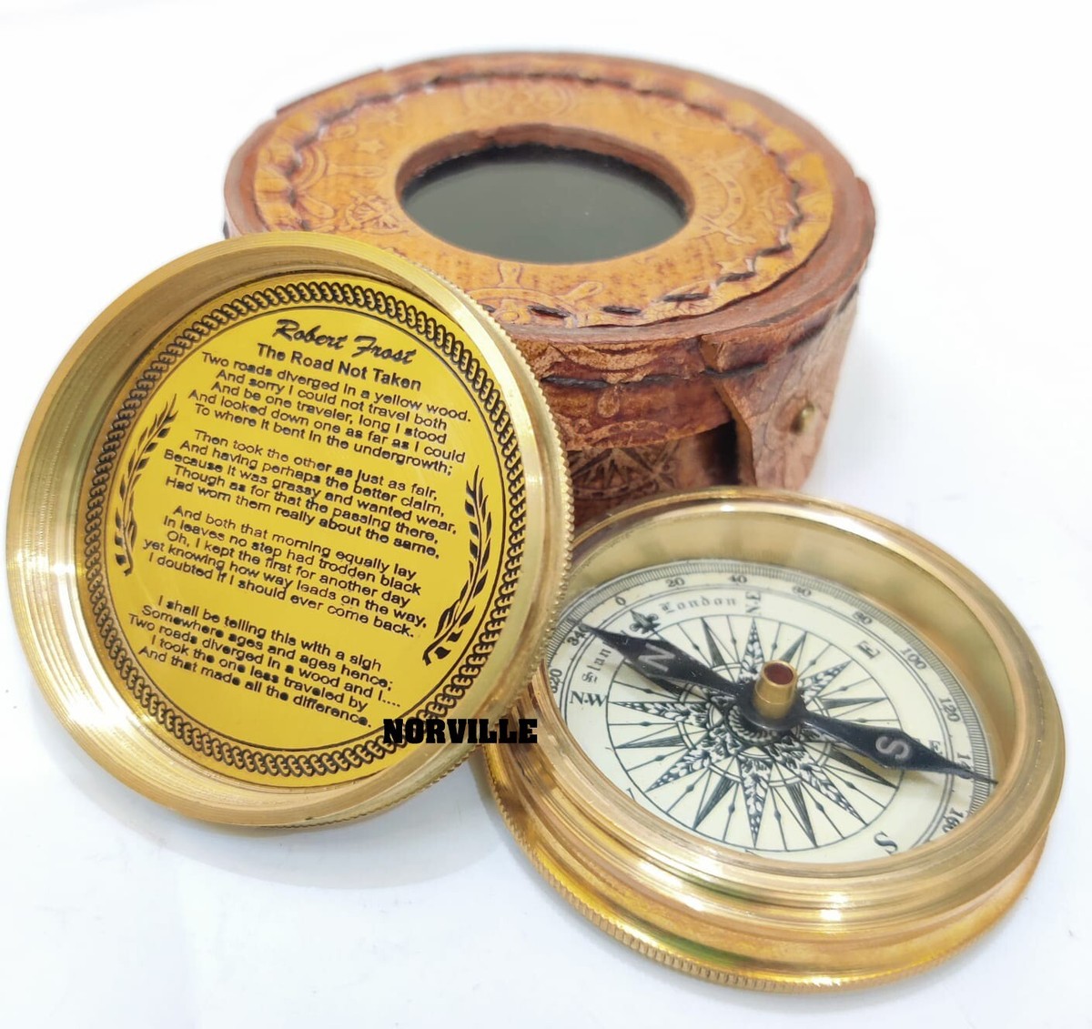 Vintage Brass 100 year Calendar Compass Antique Ross London Pocket