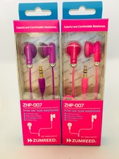 ZUMREED ZHP-007 Stylish Coloful Earphones LOT OF 2  Pink  Violet