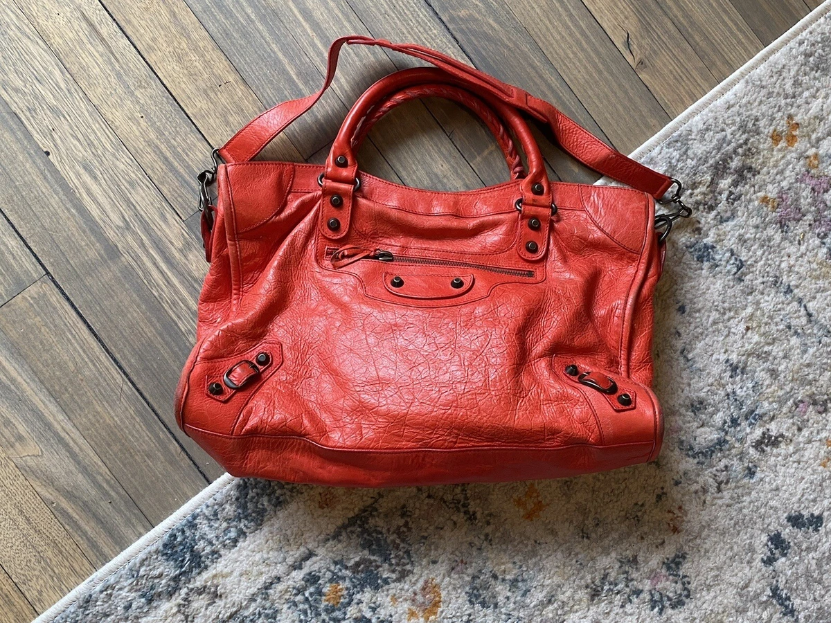 Balenciaga Classic City Leather 2 Way Shoulder Bag Red 100% AUTH Chic