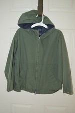 Boys GAP Green Lightweight 100 Cotton Windbreaker Jacket w Hood Size L