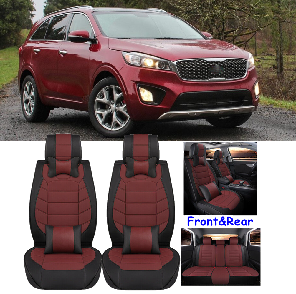 Car Seat Cover 5-Seater Front Rear Full Set Cushion PU Leather For Kia Sorento