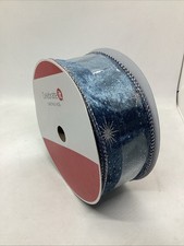 Celebrate It Light Blue Silver Glitter Star Jumbo Ribbon 2.5" x 80ft Bow