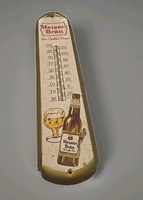 Vintage Peter Hand Meister Brau The Custom Brew Advertising 36'' Tin Thermometer