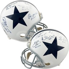 10 Dallas Cowboys Hall of Famers Autographed Throwback Full Size Helmet TRISTAR