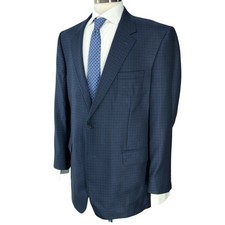 Jos A Bank Sport Coat Mens 43L Blue Black Microcheck Signature Collection