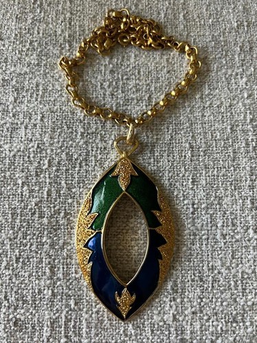 Teardrop Enameled Pendant Necklace