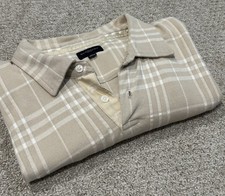 Burberry Golf Men's Tan Plaid Check Polo Shirt Size XL