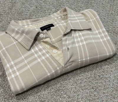 Burberry Golf Men's Tan Plaid Check Polo Shirt Size XL | eBay