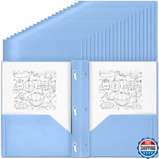 Yeaqee 60 Pcs Plastic Folders with Pockets and Prongs Plastic Folder 2 Pockets 3