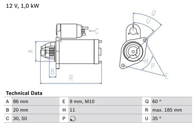 Bosch Starter Anlasser für Ford B-Max C-Max II Fiesta VI Focus III Limo 2012->