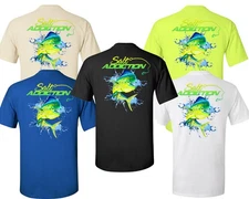 Salt Addiction Saltwater Dolphin Fishing Short Sleeve T Shirt Mahi Mahi Ocean