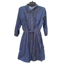 Womens XL Dress Blue Chambray Cotton Western Rodeo Festival Country Concert