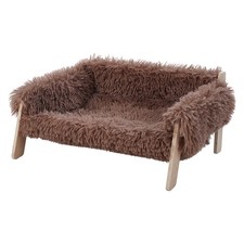 Large Cat Bed Wooden Leg Raised Plush Kitten Cat Sofa Bed Warm Kitten Cozy Chair