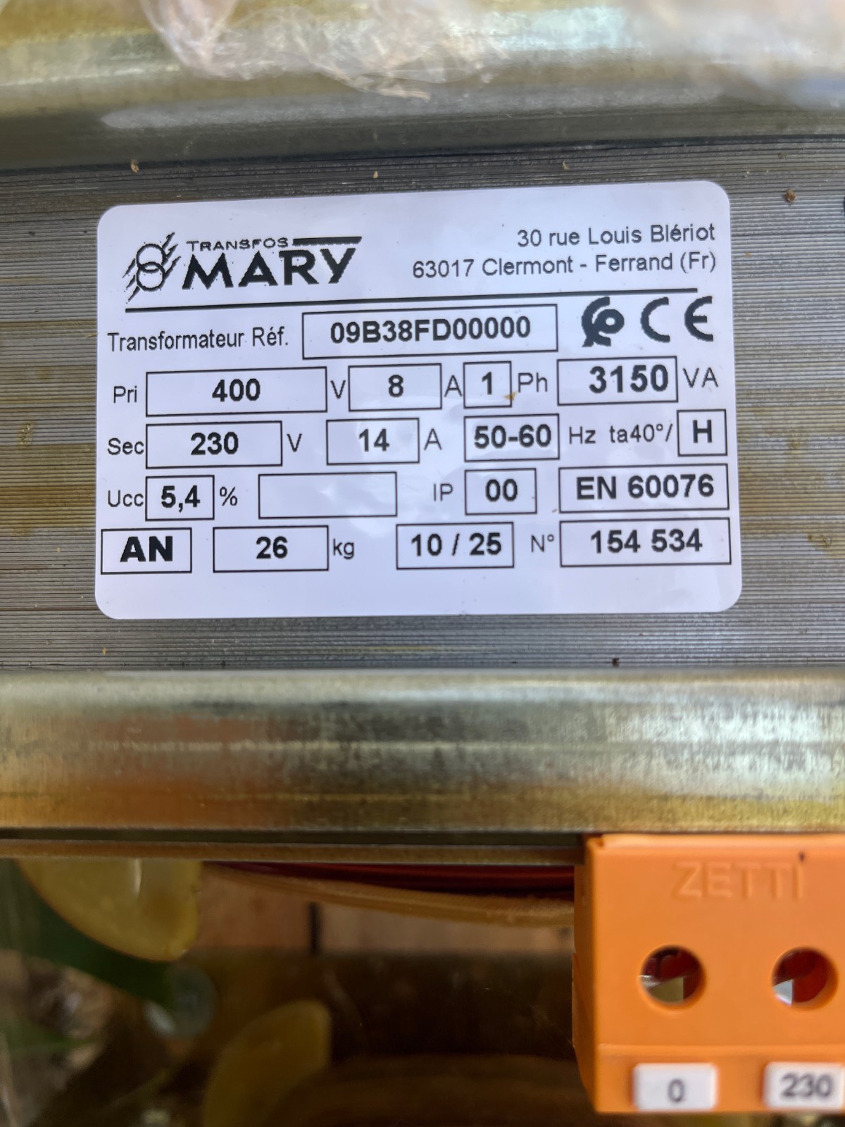 신형 단상 절연 변압기 400/230V - 3.15kVA 2