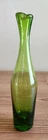 Blenko Hand Blown Art Glass Olive Green 10.5" 64B Optic Swung Vase