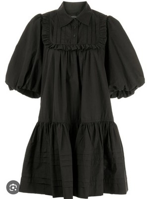 Lee Mathews Black Ramie & Cotton Smock Mini Dress   Size 1 (S)   Excellent Cond