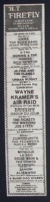 Wayne Kramer's Air Raid 1982 Small NYC Concert Advert MC5, Promo Ad