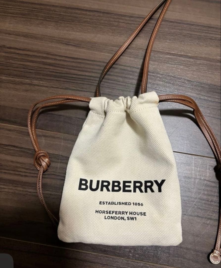 Burberry Mini Drawstring Shoulder Bag Canvas Leat… - image 6