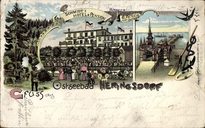 Litho Ostseebad Heringsdorf auf Usedom, Schmidts Hotel Pension,... - 11181356