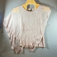 982 Made in Italy Silk Blend Draped Asymmetrical Layered Blouse Mauve Women OS