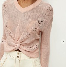 Veronica Beard Soren Sweater w/ Pointelle Dusty Pink M