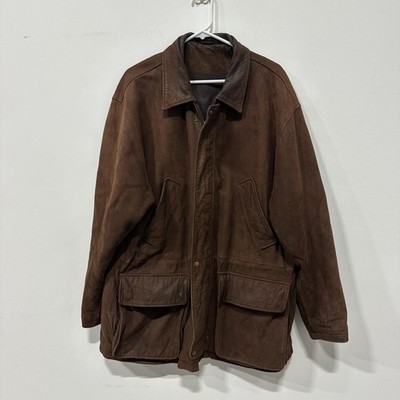 Vintage Coach Coat Mens Large Brown Nubuck Leather Thinsulate USA Overcoat