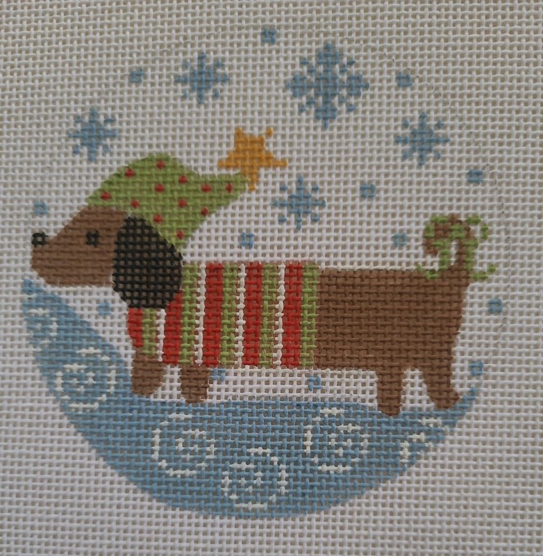 CH/DANJI DESIGNS*HP NEEDLEPOINT*DACHSHUND/CHRISTMAS SWEATER