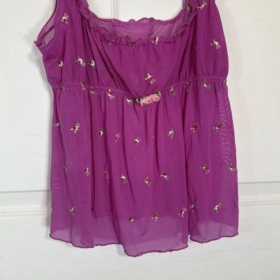 Camiseta Babydoll Y2K Victoria Secret Para Mujer’s L Rosa Malla Cami Tanque Lechera Transparente Foto 4 de 4