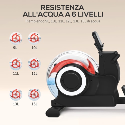 SPORTNOW Vogatore ad Acqua Pieghevole a 6 Livelli di Resistenza in Acciaio e PC - Bild 6 von 10