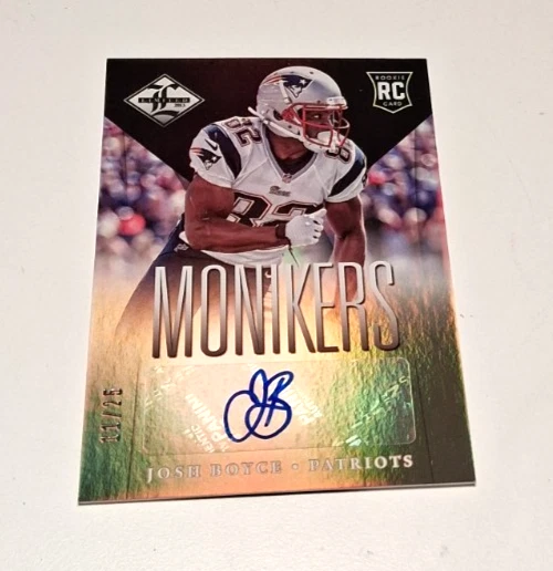 2013 Panini Limited Monikers gold /25 Josh Boyce #178 Rookie Auto RC patriots - Image 2 of 3