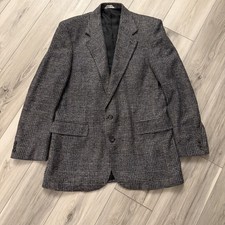 HAGGAR Blazer 42L Gentleman  s Fit Imperial Gray Glen Plaid Silk Sport Coat
