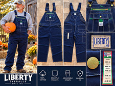 Liberty Men  s Bib Overalls 48x32 Navy Blue Original Fit Workwear NEW NWT
