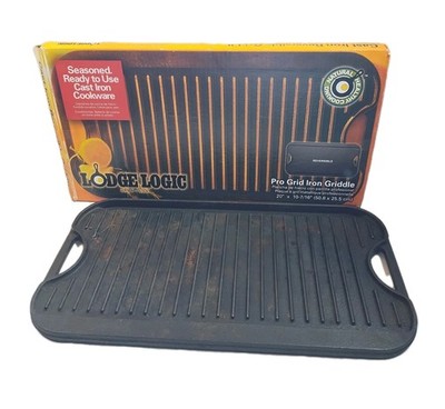 Lodge Cast Iron Lodge Logic Pro Grid Iron Griddle In Box Vtg *READ*