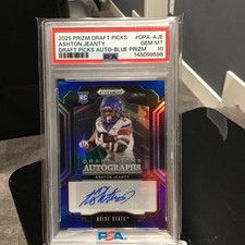 2025 Prizm Draft Picks - ASHTON JEANTY - Blue Draft Picks AUTO /249 (RC) PSa 10 