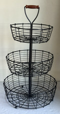 3-Tier Wire Fruit Basket Bowl, Detachable Vegetable Bread Countertop Display