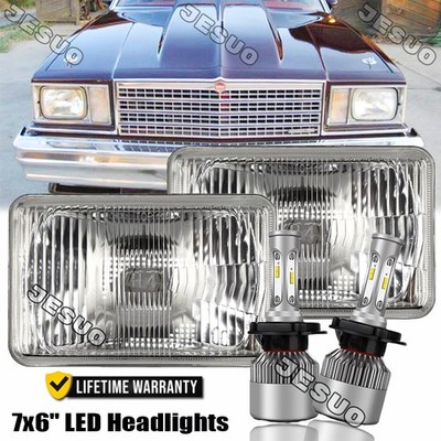 Pair For Chevy Malibu 1978-1981 Corvette DOT 5X7'' 7x6'' LED Headlights Hi-Lo