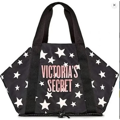 Victoria s Secret Celestial Shimmer Star Collapsible Rosegold/Black Tote - NWT