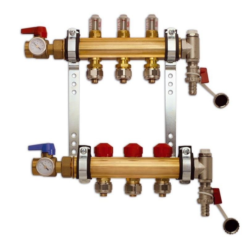 Nourrice plancher chauffant hydraulique Roth HX-D à 6 voies en inox