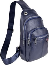 Navy PU Leather Crossbody Sling Bag with Adjustable Strap for Travel & Daily Use