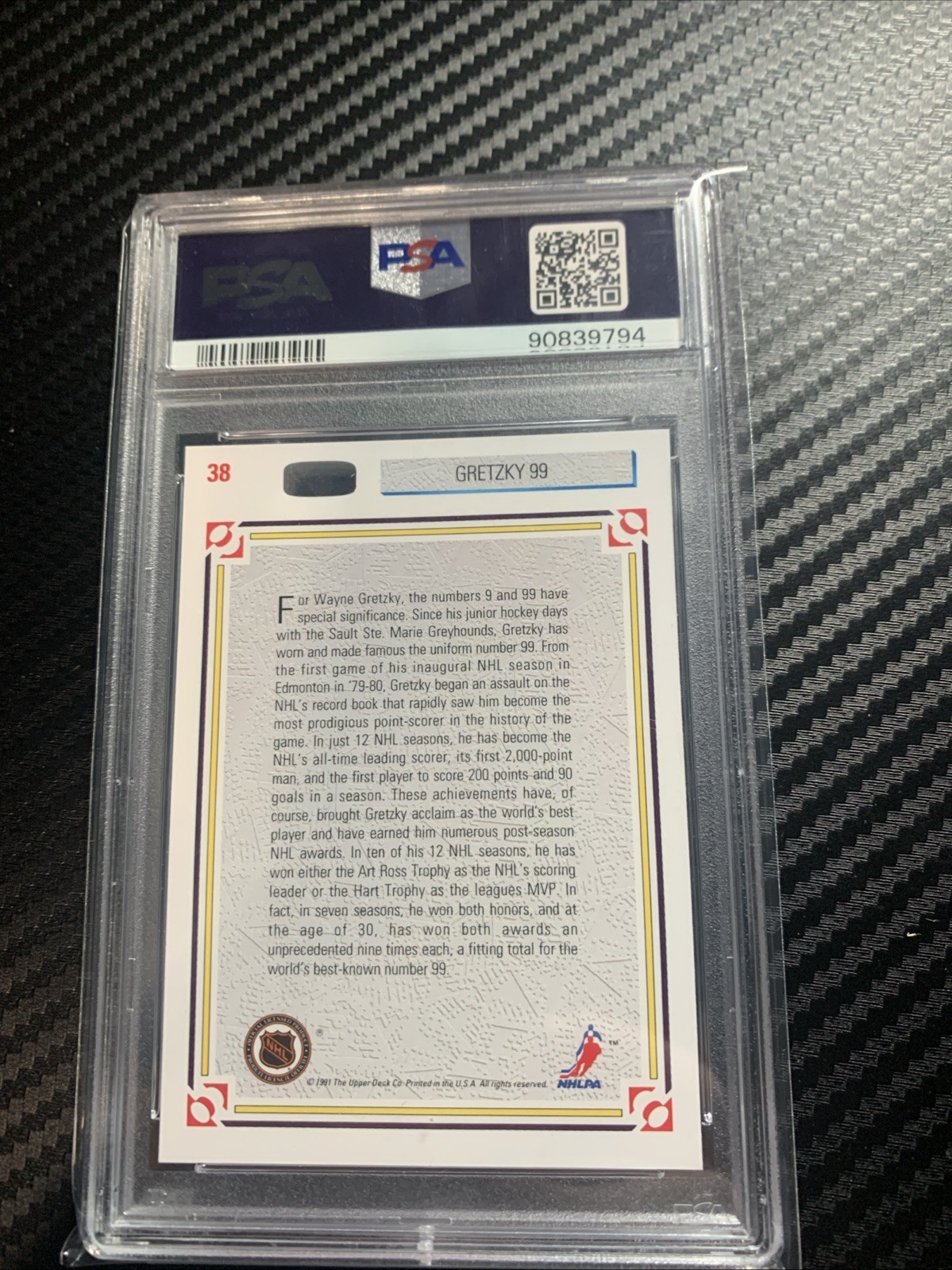 1991 Upper Deck FRENCH #38 Wayne Gretzky “99” PSA 10 Gem Mint Oilers view 4