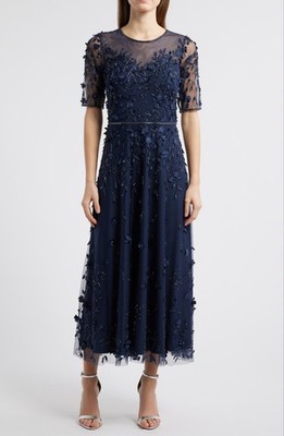 princess polly baby blue dress Fendi Beige Floral-Lace Midi Floral Dress main image 1