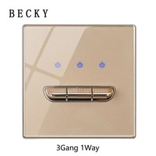 Gold Glass Wall Switch Panel LED 16A Socket Retro Toggle EU UK 1-4 Gang USB