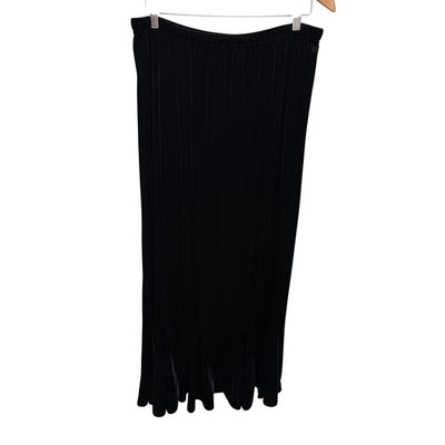 Onyx Nite by Wendye Chaitin Black Velvet Maxi Skirt Elastic Waist 1X Whimsigoth