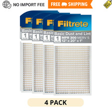 4 Pack Filtrete 12 x 20 x 1 MERV 5 300 MPR Basic Dust Lint Air Filter