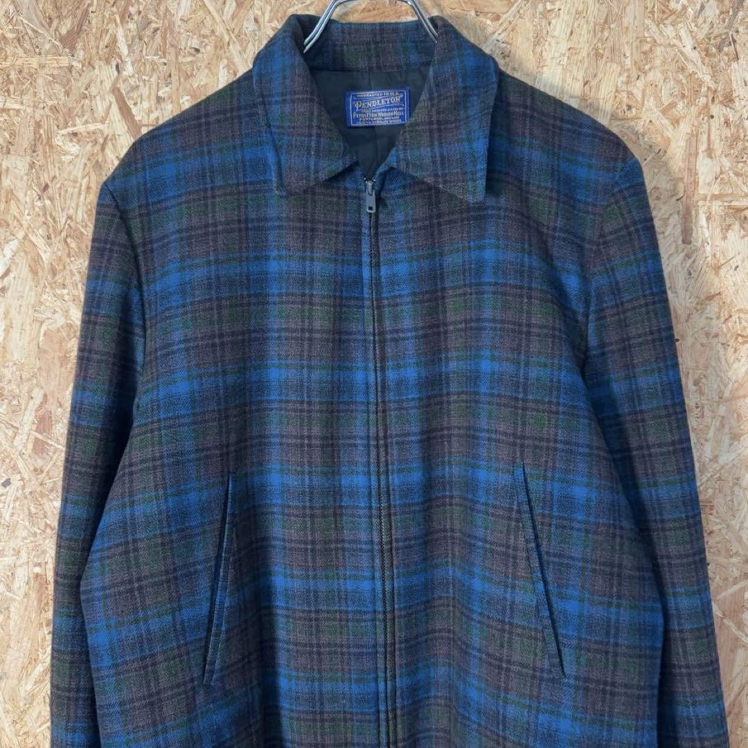 ジャケット・アウター 90s pendleton ombre check wool half coat PENDLETON Ombre Check Wool Jacket Virgin wool Blue & Black