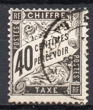 France Taxe 1882 Yvert 19 40 c. oblitéré