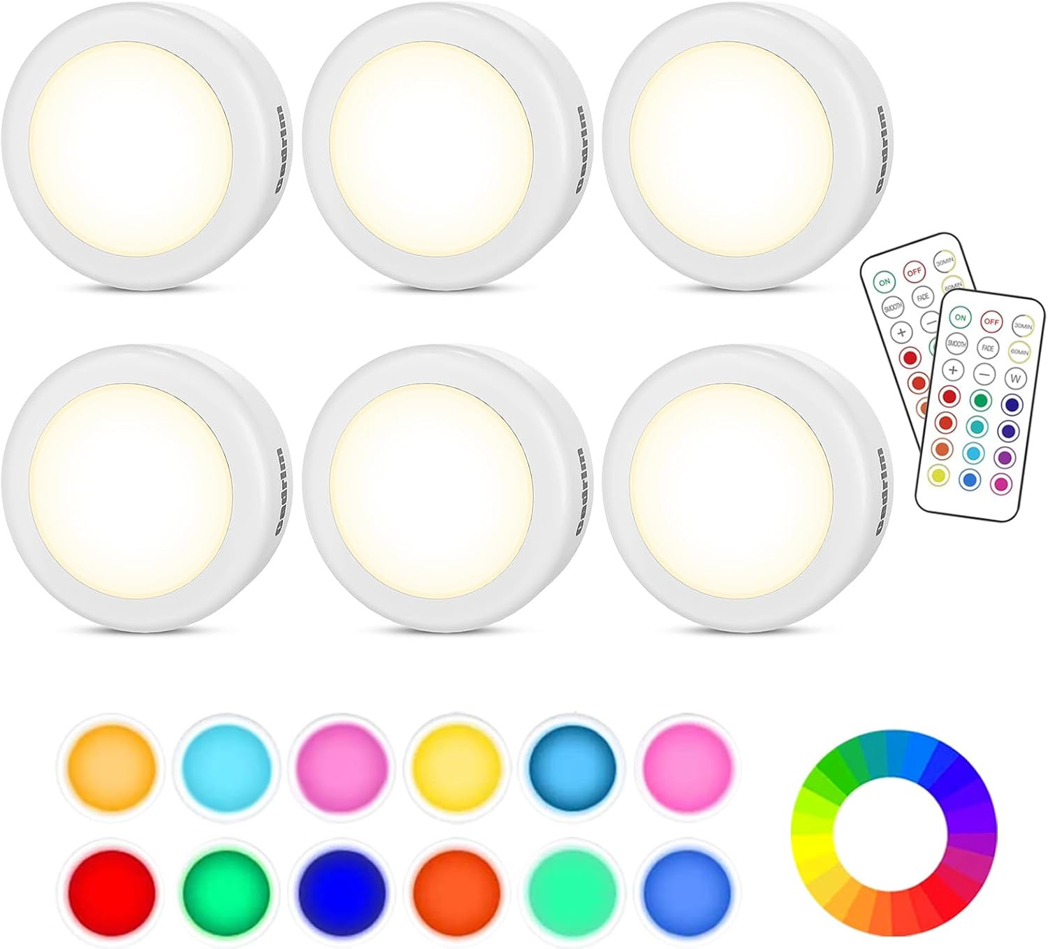 Lampada LED Armadio RGBW 6 Pezzi: 13 Colori con Adesivo e Timer